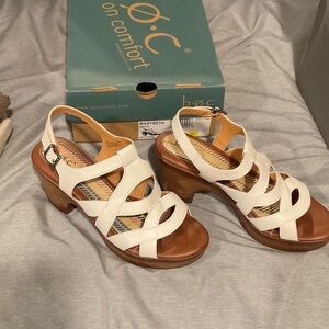 b.o.c. Women's White and Tan Strappy Sandals